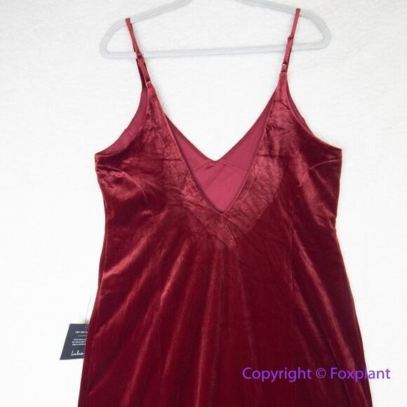 New! Lulus Red Velvet VNeck Sleeveless‎ Maxi Dress,  XL - Picture 10 of 15